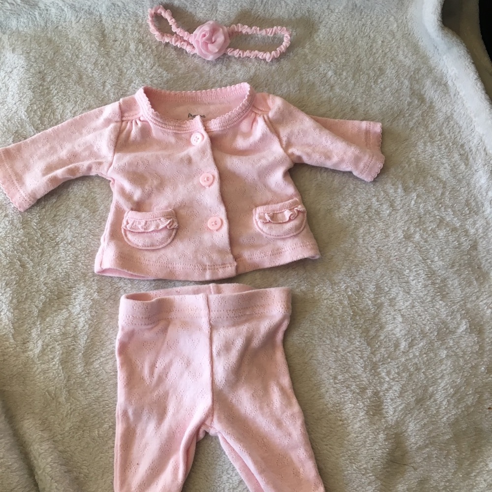 Carter’s Preemie Pink Jammie set with headband